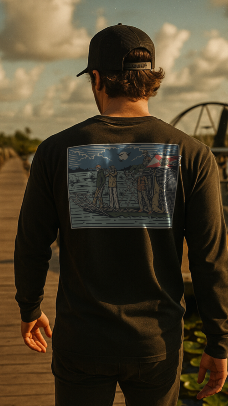 Florida Dyin' Breed Airboat | Black | Unisex Long-Sleeve Comfort Tee