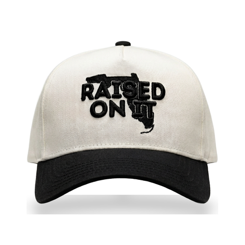 Raised On It | Florida Logo Embroidered Trucker — White/Black